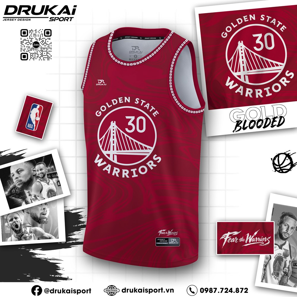 Đồng phục bóng rổ Golden State Warriors màu đỏ đậm