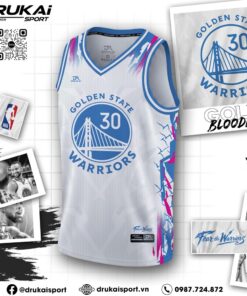 Áo Đấu Golden State Warriors Training 08 – Trắng Xanh Năng Động