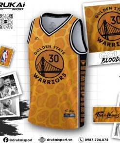 Áo Bóng Rổ Không Tay Golden State Warriors Vàng Gold – Hoạ Tiết Da Báo