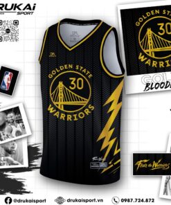 Áo đấu Golden State Warriors đen viền vàng ánh kim – Phiên bản Training 14