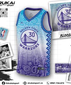 Áo Bóng Rổ Golden State Warriors Xanh Dương Tím Gradient Training 17 – Thiết Kế Năng Động, Chất Liệu Thoáng Khí
